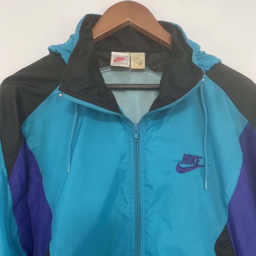 VINTAGE 1980'S NIKE COLOR BLOCK HOODED WINDBREAKER JACKET MEN'S SIZE XL - Picture 5 of 14